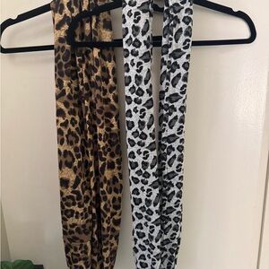 Leopard Print Infinity Scarves - Brown & Gray Pair